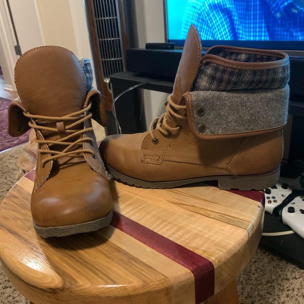 Brown fall booties